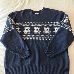 Hollister Dark Blue Sweater with Bear Pattern